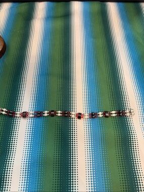 10” magnetic hematite anklet red white silver - Women Jewelry